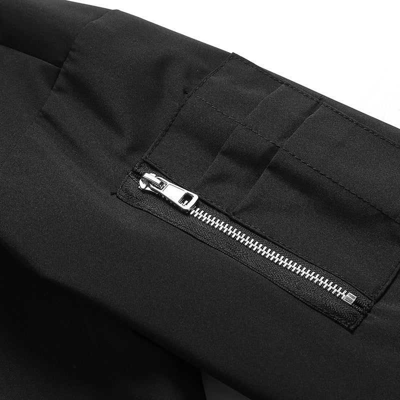 Herren Bomberjacke Lässig Reißverschluss Taschen Hochkragen