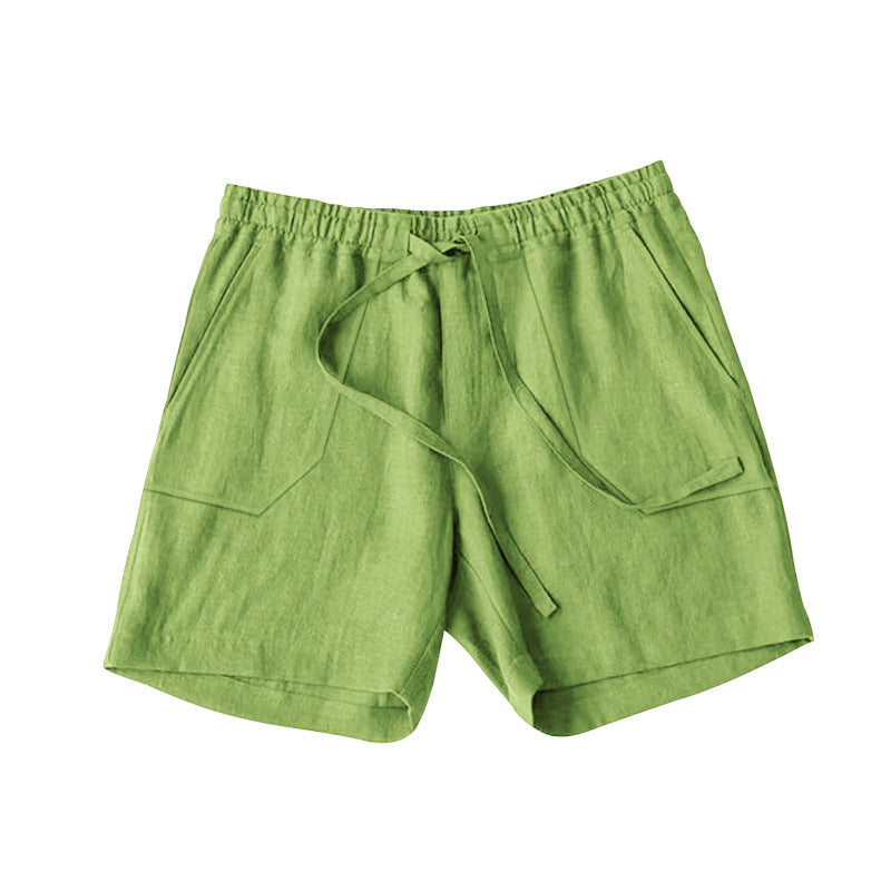 Herren Leinen Shorts Bequem Elastisch Sommer