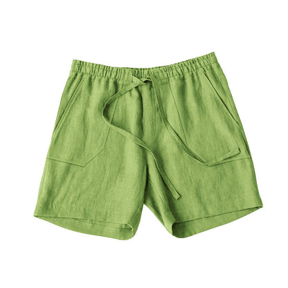 Herren Leinen Shorts Bequem Elastisch Sommer