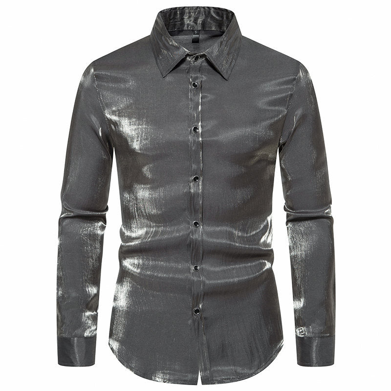 Elegantes Herren Hemd Langarm Glänzend Modern
