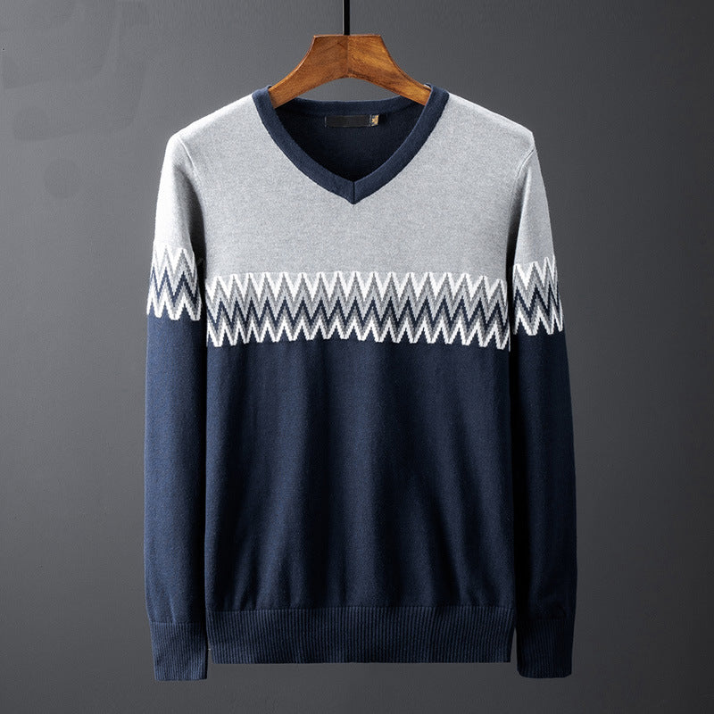 Herren Pullover Eleganter V-Ausschnitt mit Grafik-Print Modern