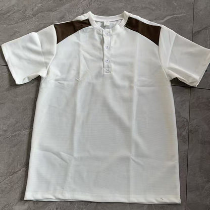 Herren Henley-Shirt Freizeit Mesh-Details Sportlich