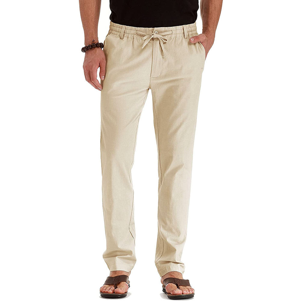 Herren Leinenhose Bequem Elastisch Relaxed Fit Sommer