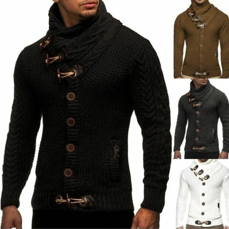 Herren Strickjacke Modern Hochkragen Knopfleiste - BerlinGlamour