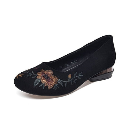 Damen Ballerinas Elegante mit Blumenstickerei Weich