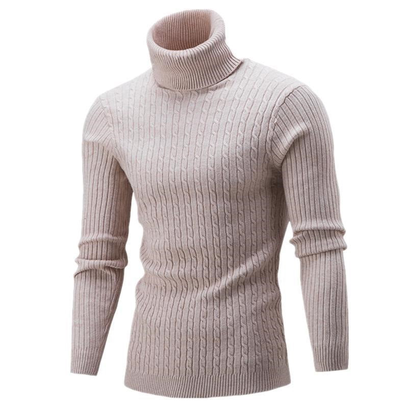 Herren Rollkragenpullover Struktur Zopfmuster Modern