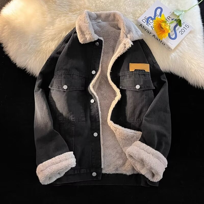 Damen Denimjacke Gefüttert Mit Kragen Und Taschen