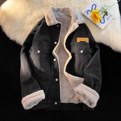 Damen Denimjacke Gefüttert Mit Kragen Und Taschen