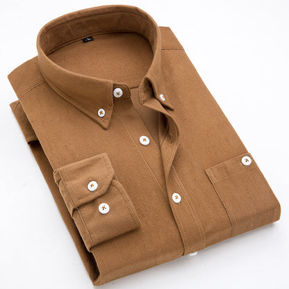 Herren Hemden Cord Button-Down Kragen Brusttasche Casual