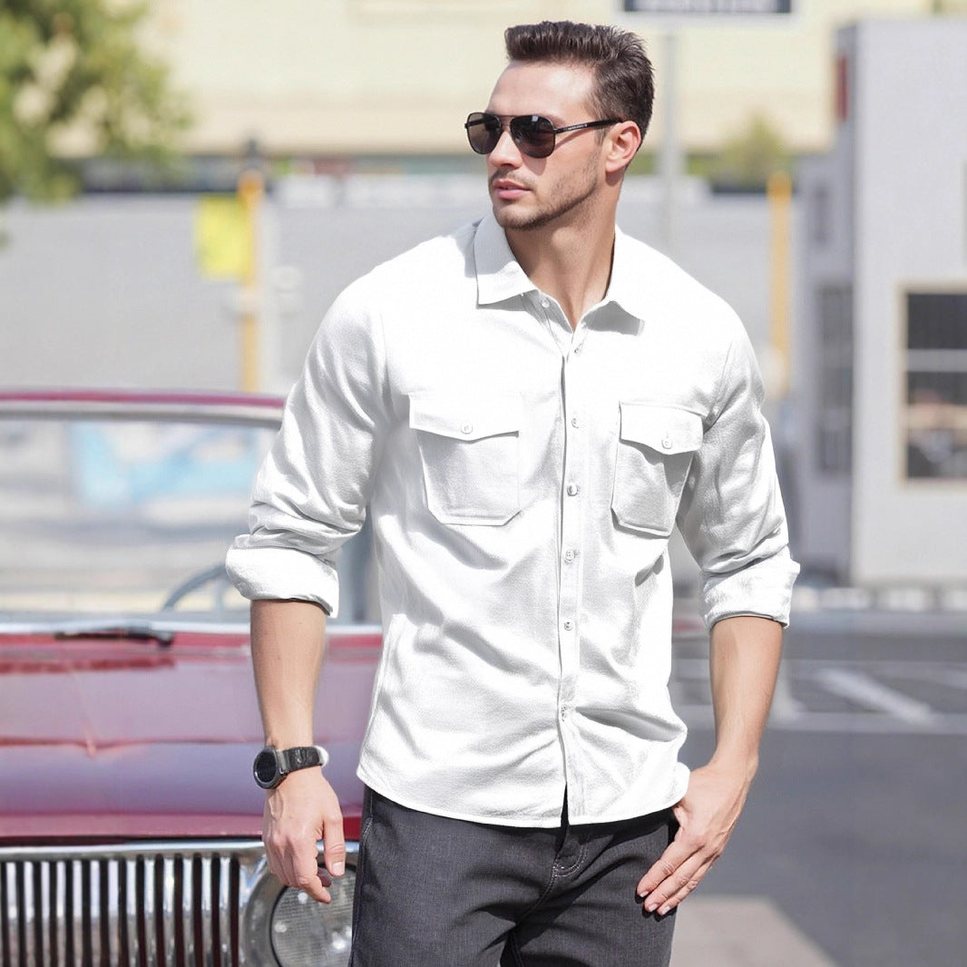 Herren Langarmhemd Modern mit Brusttaschen und Bequemem Schnitt