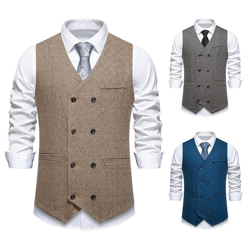Maßgeschneiderte Herrenweste Elegant mit Doppellknopf und feinem Muster