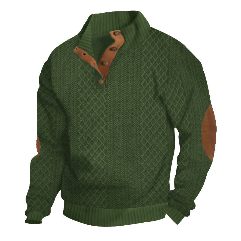 Herren Sweatshirt Strickmuster Leder Details Modern