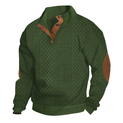 Herren Sweatshirt Strickmuster Leder Details Modern