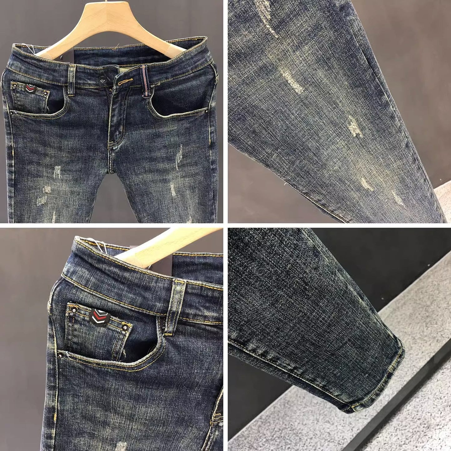 Herren Skinny Jeans Modern Distressed Schnitt