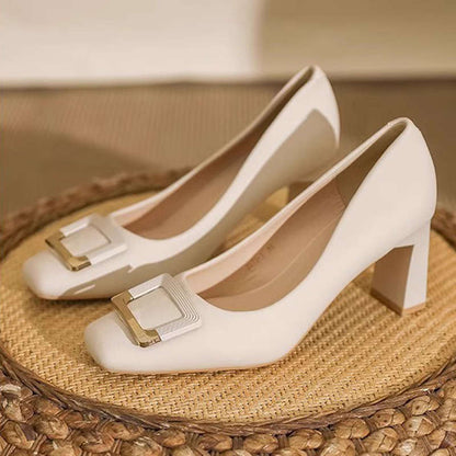 Damen Pumps Hochhackig mit Schnalle Elegant Schwarz