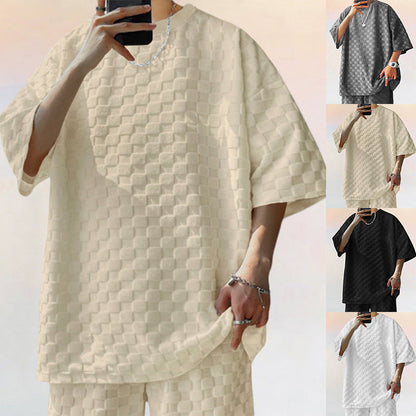 Herren Kurzarmshirt Baumwolle Strukturiert Casual - BerlinGlamour