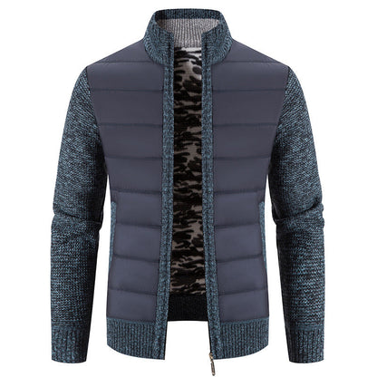 Herren Steppjacke Modern mit Hochkragen und Strickoptik