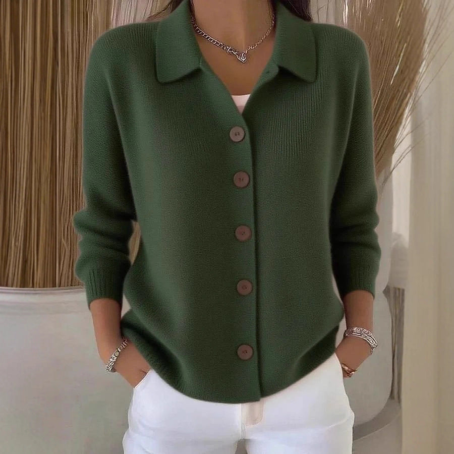 Damen Strickjacke Knöpfe Langarm
