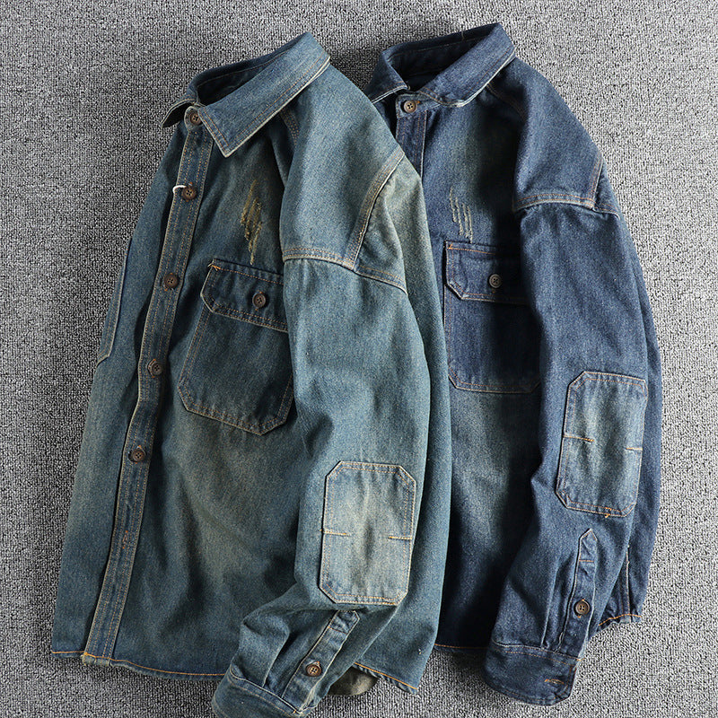 Herren Jeanshemd Vintage-Style mit Patentaschen Modern
