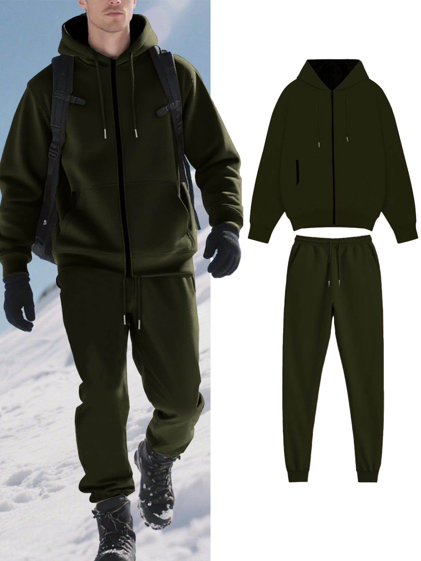 Herren Jogginganzug Warm Futter Taschen Sportlich