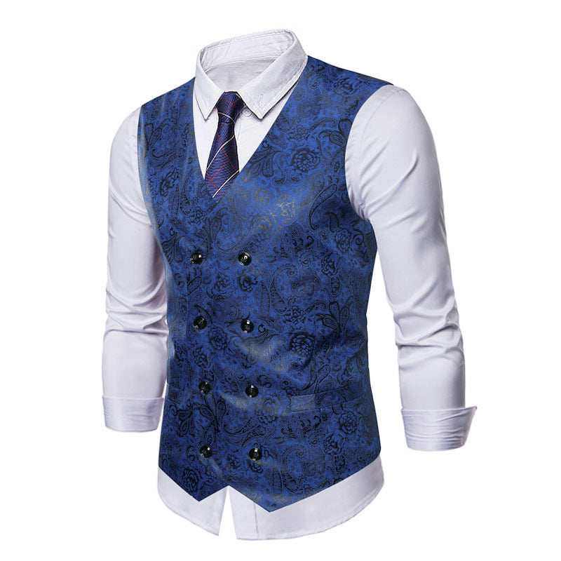 Herren Weste Elegant Pailletten Doppelt Knopf Glitzer - BerlinGlamour