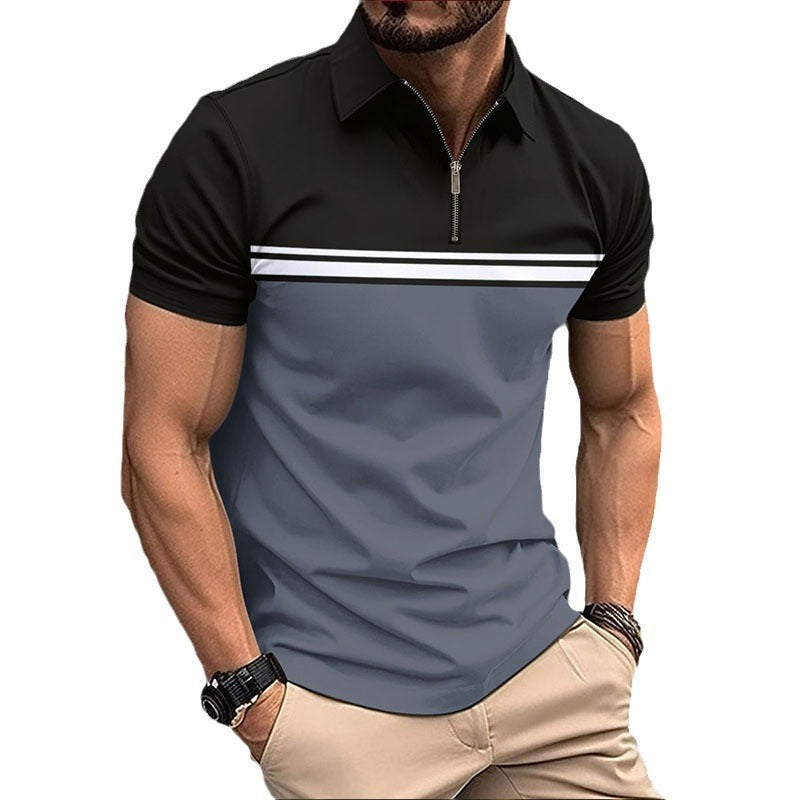Herren Poloshirt Sportlich Kurzarm Streifen Modern