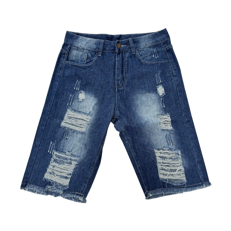 Herren Shorts Destroyed Jeans Ripped Shorts Franser Saum