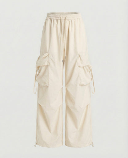 Damen Palazzo Hose Bequem Mit Taschen Hochwertig