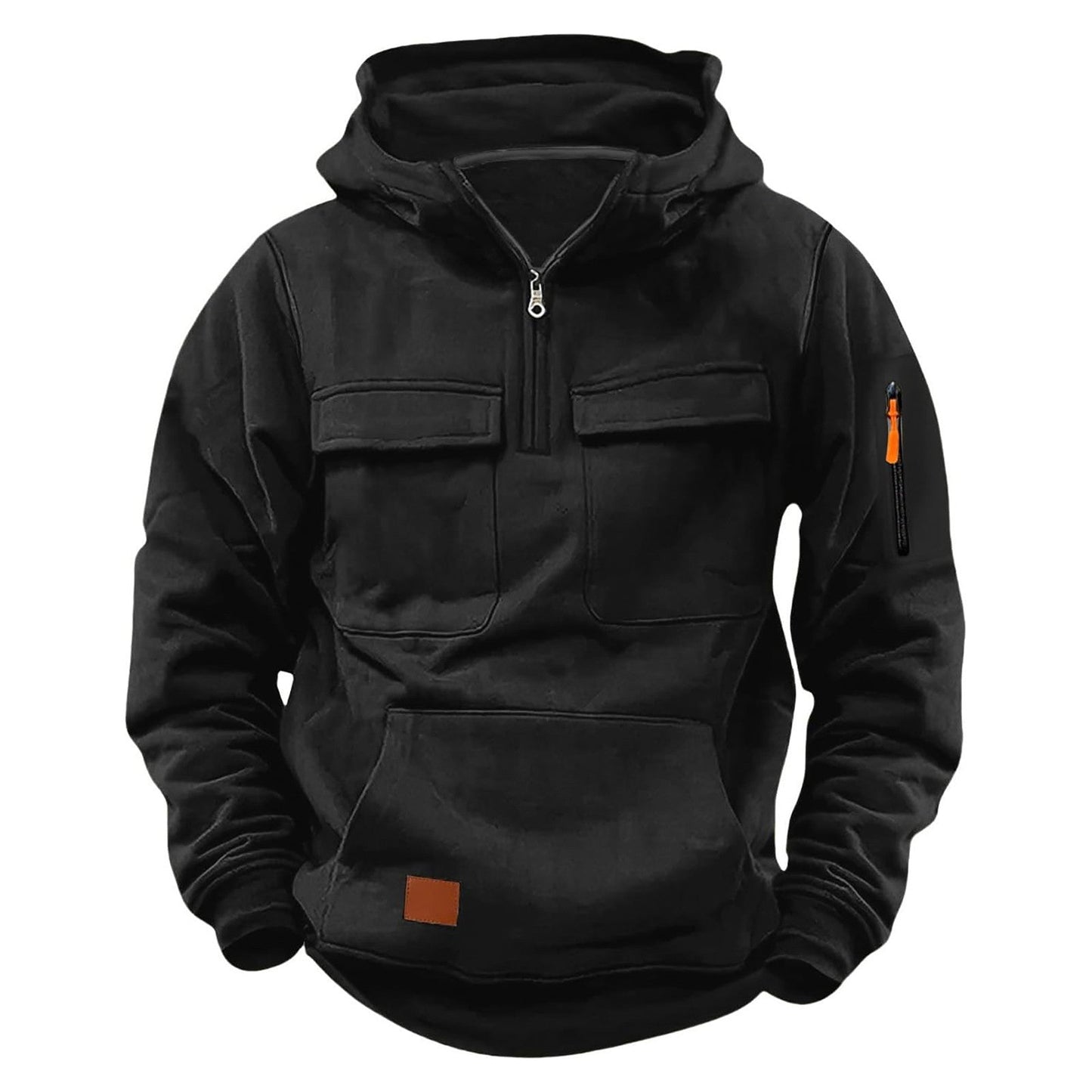 Herren Kapuzenjacke Wasserdicht mit Reißverschluss und Taschen