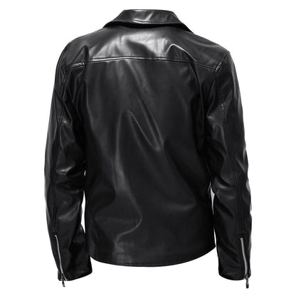 Lederjacke Herren Bikerjacke Kunstleder Schwarz Modern