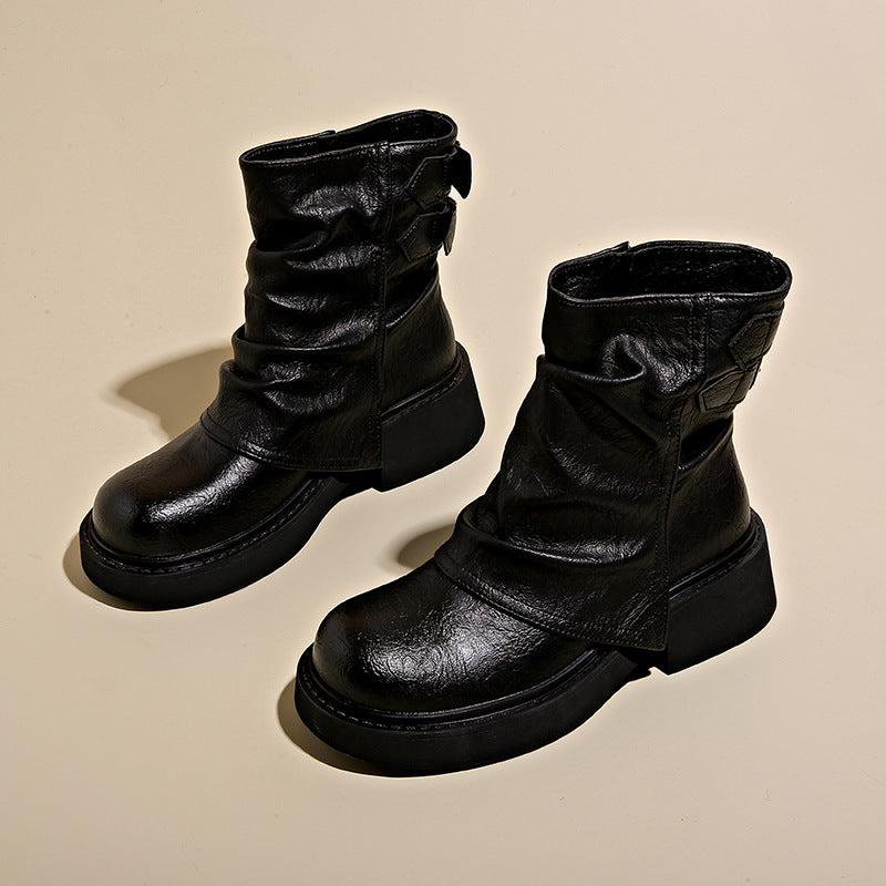 Damen Stiefeletten Asymmetrisch Robust Modisch Schwarz