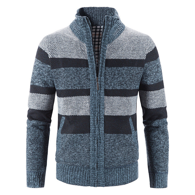 Herren Strickjacke Modern Stehkragen Reißverschluss
