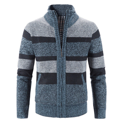 Herren Strickjacke Modern Stehkragen Reißverschluss