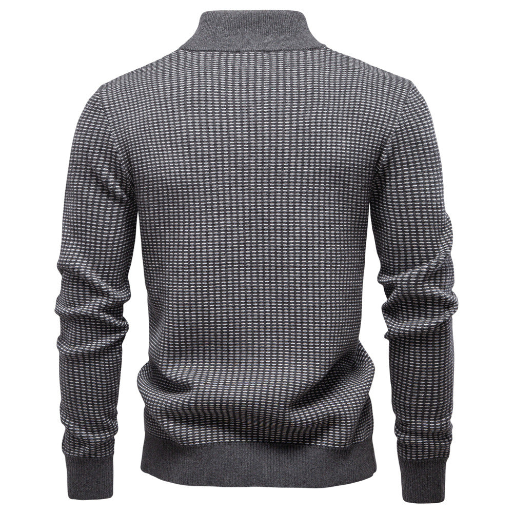 Herren Strickpullover Modern mit Zipper und Struktur