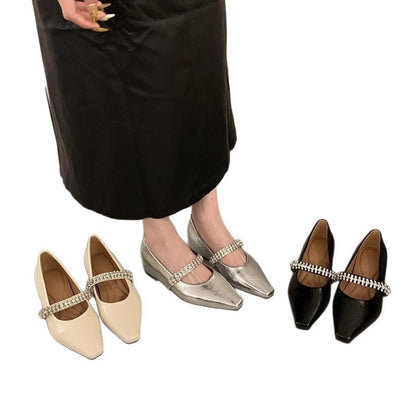 Damen Ballerinas Elegant mit Strasssteinen Schuhe