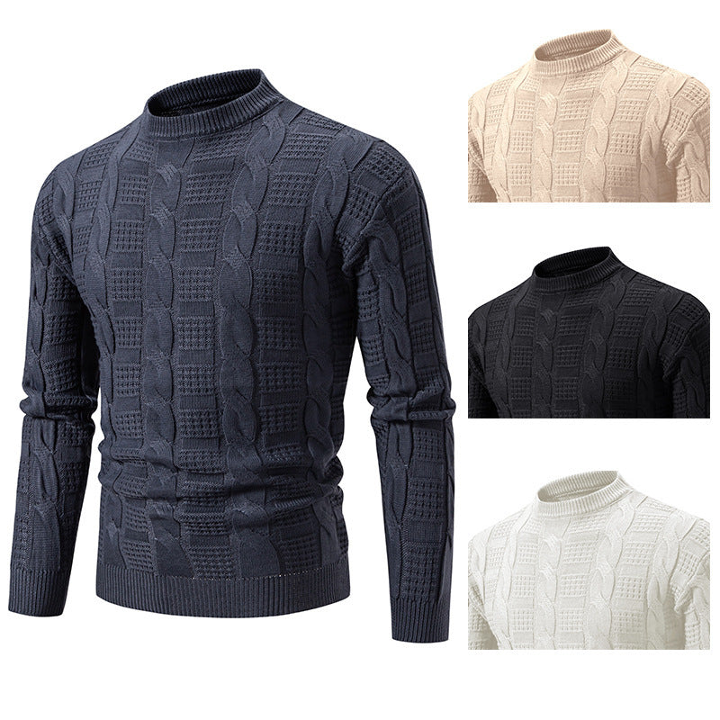 Herren Strickpullover Eleganter Zopfmuster Kragen - BerlinGlamour