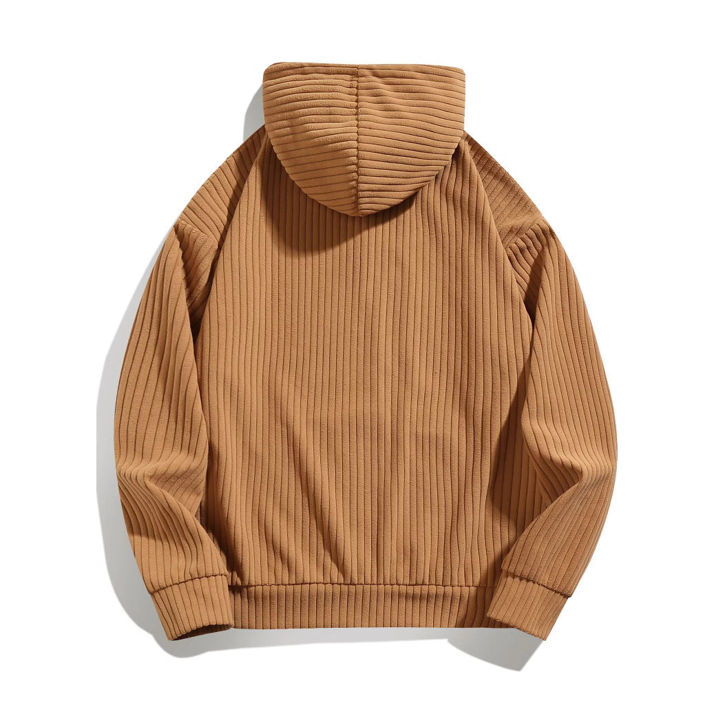 Herren lässiger Kapuzenpullover mit geripptem Design und praktischen Taschen Berlin-Glamour.