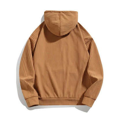 Herren lässiger Kapuzenpullover mit geripptem Design und praktischen Taschen Berlin-Glamour.
