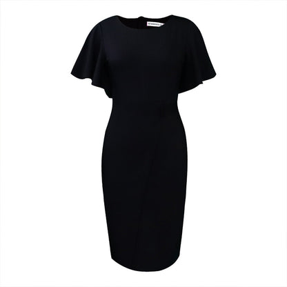 Figurbetontes Damen Midi Kleid Wickelstil Kurzärmelig