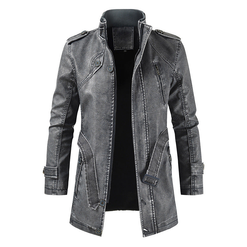 Lederjacke Herren Modisch Asymmetrisch Reißverschluss