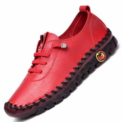 Damen Sneaker Bequem Leder Schuhe Schwarz