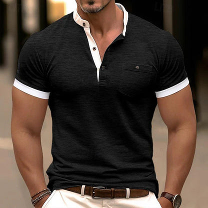 Herren Polo-Shirt Modern Kragen Brusttasche Sportlich - BerlinGlamour