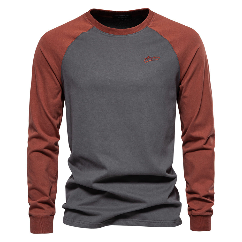 Herren Langarmshirt Modern Raglan Design Schwarz