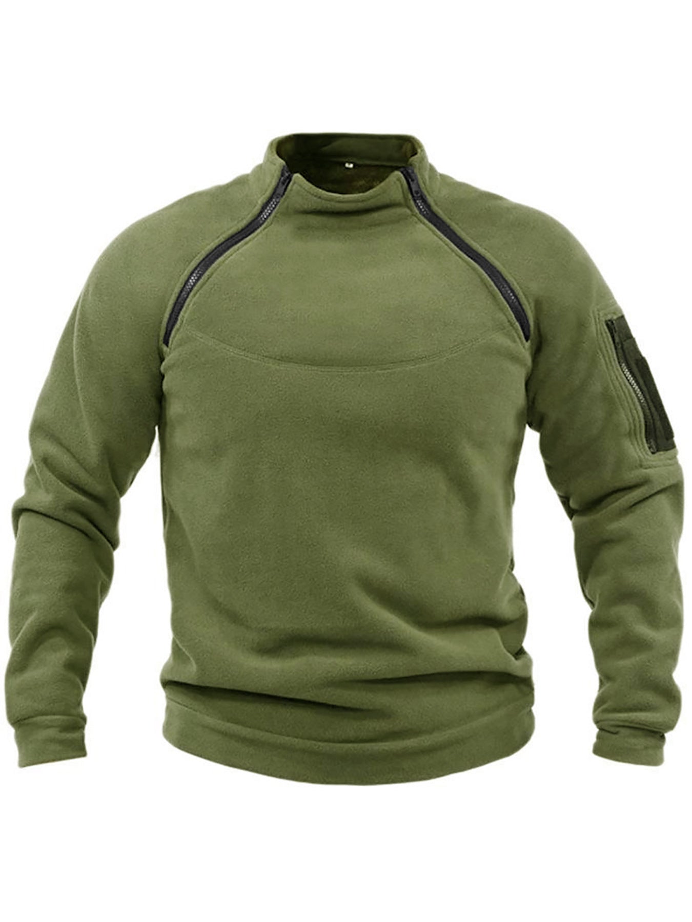 Herren Fleecepullover Warm Thermo mit Kragen und Taschen