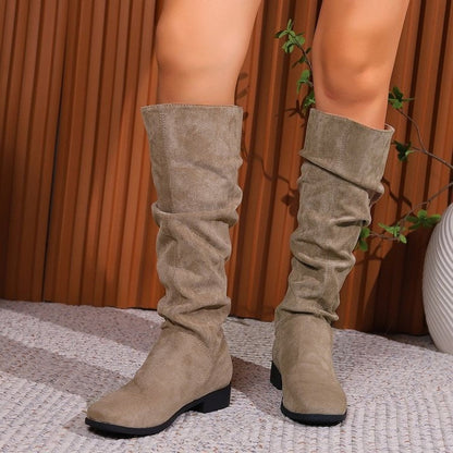 Damen Stiefel Weiches Wildleder Imitat Schuhe Mode