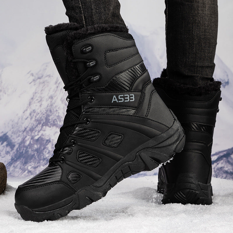 Herren Winterstiefel Isoliert Rutschfest Schwarz