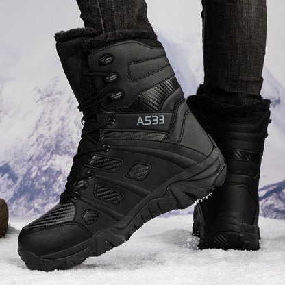 Herren Winterstiefel Isoliert Rutschfest Schwarz