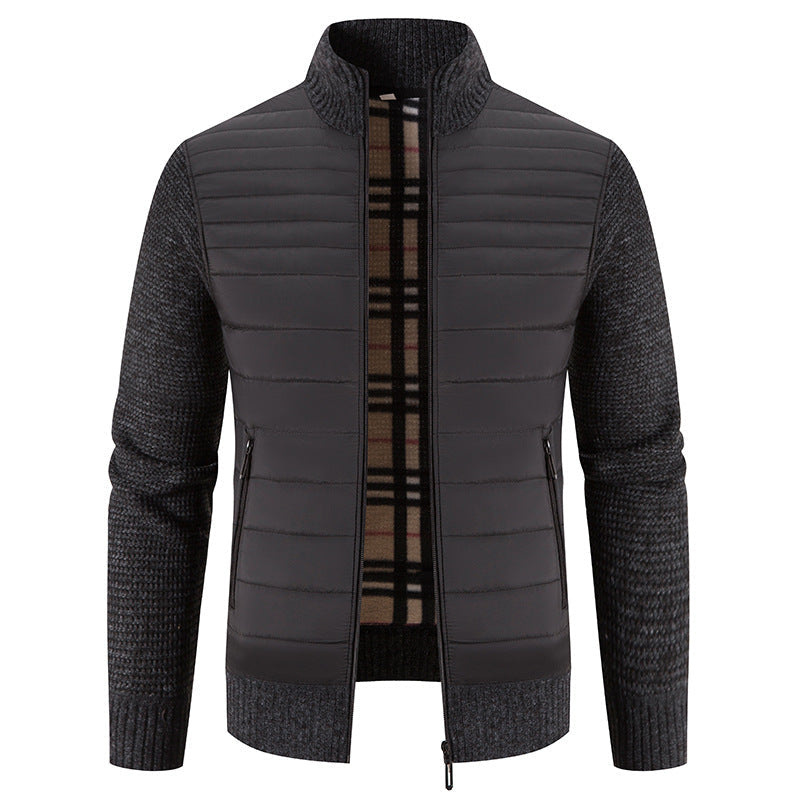 Herren Steppjacke Lässig Strick Ärmel Winterjacke