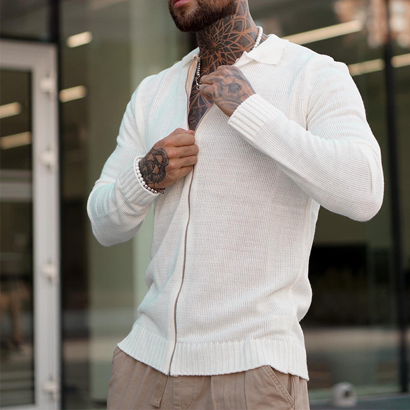 Herren Strickpulli Lässig Reißverschluss Kaschmirlook