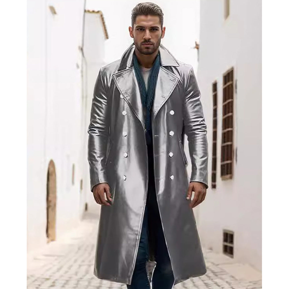 Herren Trenchcoat Übergroß Eleganter Langmantel Wasserabweisend